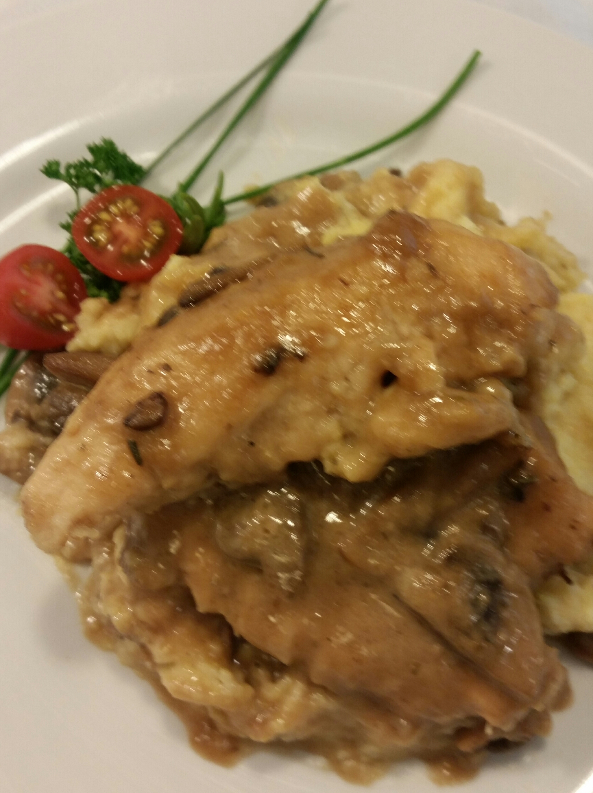 Pollo Al Funghi on Mashed Potato GF